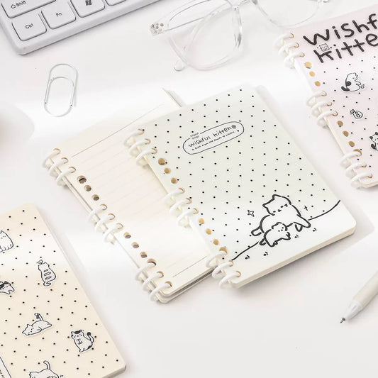 Polka Kitten Binder Notebook