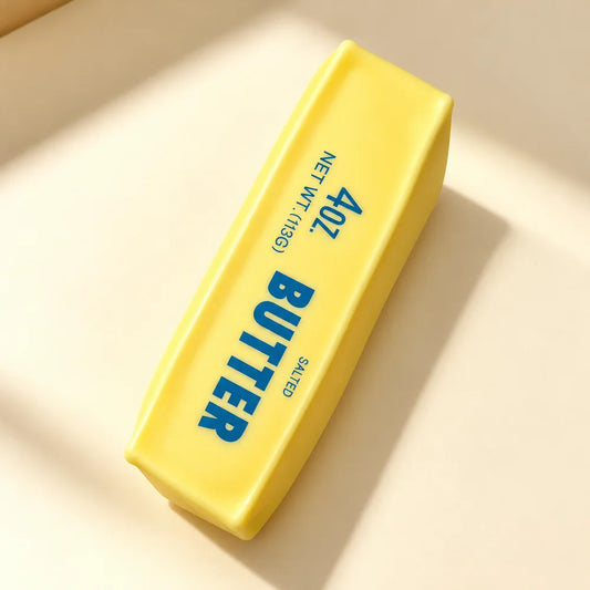 Cute yellow Butter Bar Squishy Toy with realistic butter design, perfect for stress relief and sensory play.