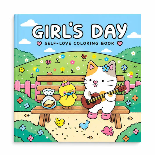 Girls’ Day kawaii self-love coloring book with cute animal scenes