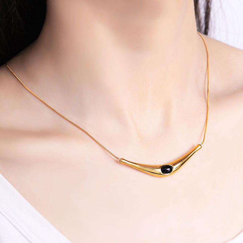 Retro Enamel Stone Anti Tarnish Necklace