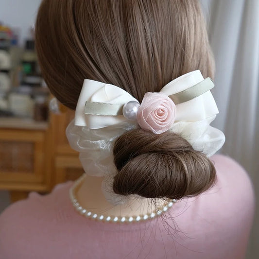 Pinteresty Organza Rose Bow Hair Clip