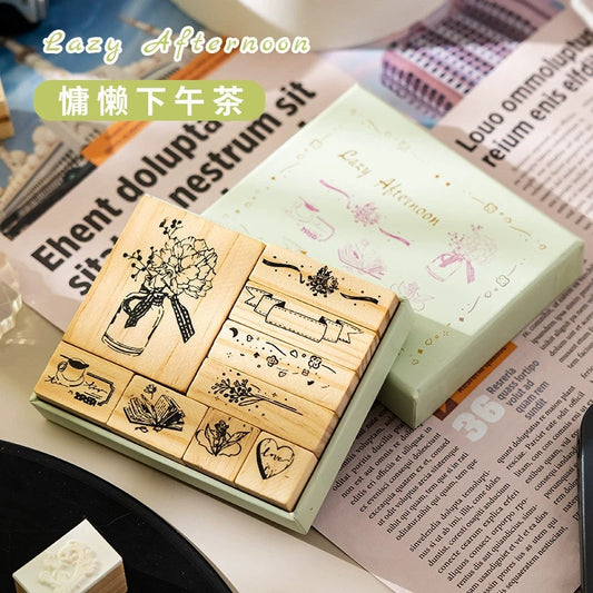 Wooden Stamp Floral Theme