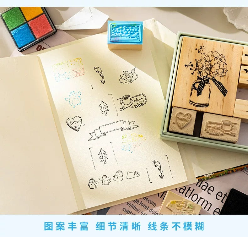 Wooden Stamp Floral Theme