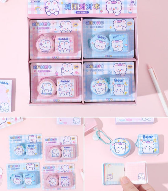 Mini 2pcs Set Keychain Puffy Diary