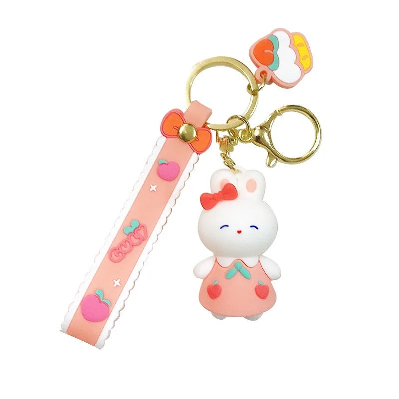 Peach Rabbit Keychain