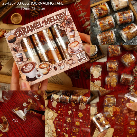 Fall Coffee Pet Washitape Set 6 PCs