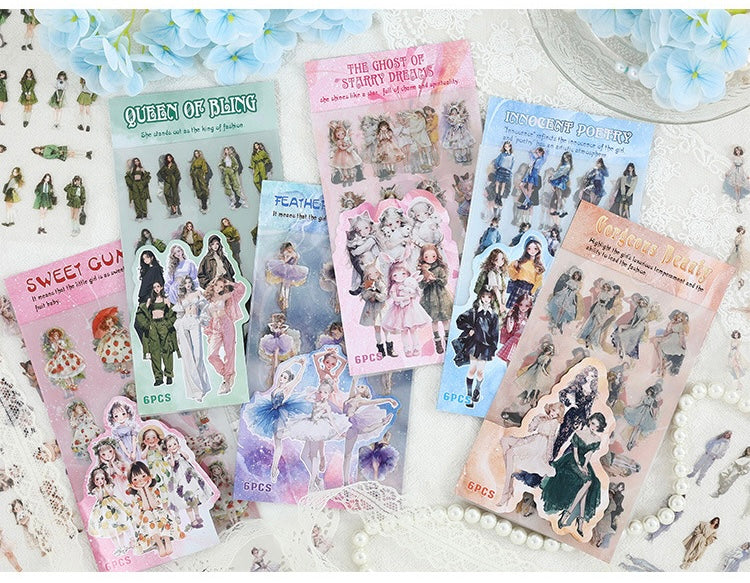 Girly Journaling Stickers Set of 6sheet