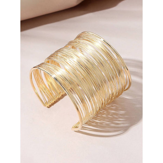 Gold Plated Party Statement Mesh Design Silver Korean Cuff Bracelet