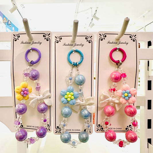 Floral and Pearl Tassel Mobile Keychain