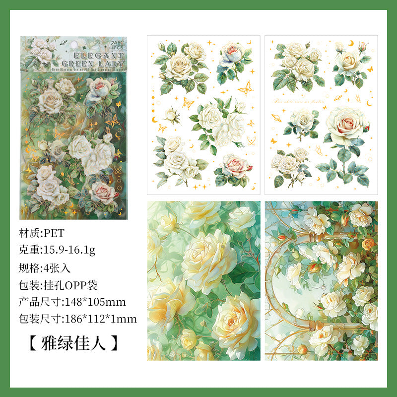Korean Flower Journal Sticker (4 Sheet)