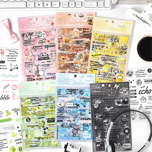Junk Journaling Deco Stickers (4pcs Set)