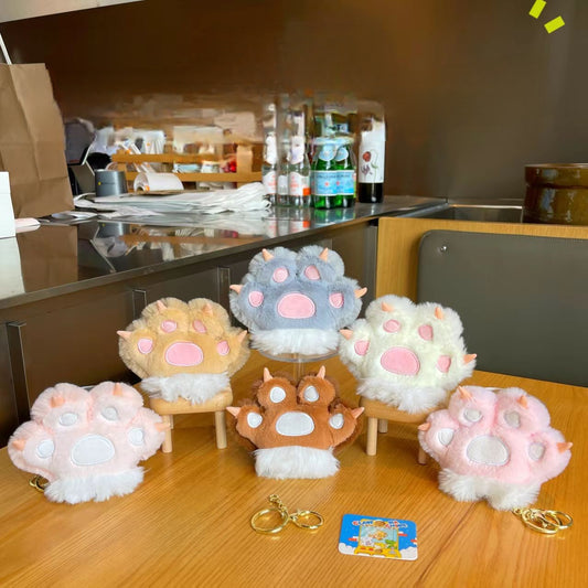 Animal Paw Plush Keychain