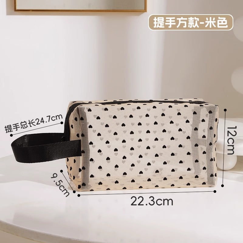 Heart Mesh Cosmetic Bag