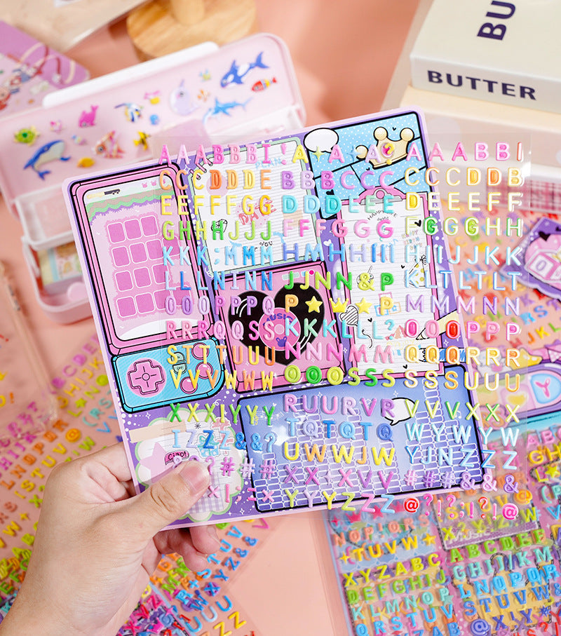 Kawaii Alphabet Puffy Sticker Set