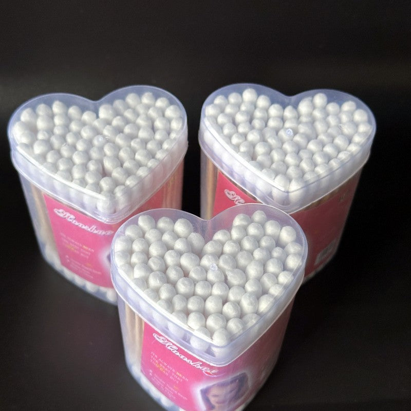 Bamboo Heart Shape Box Ear Buds