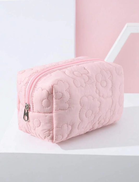 Floral Plush Cosmetic Pouch