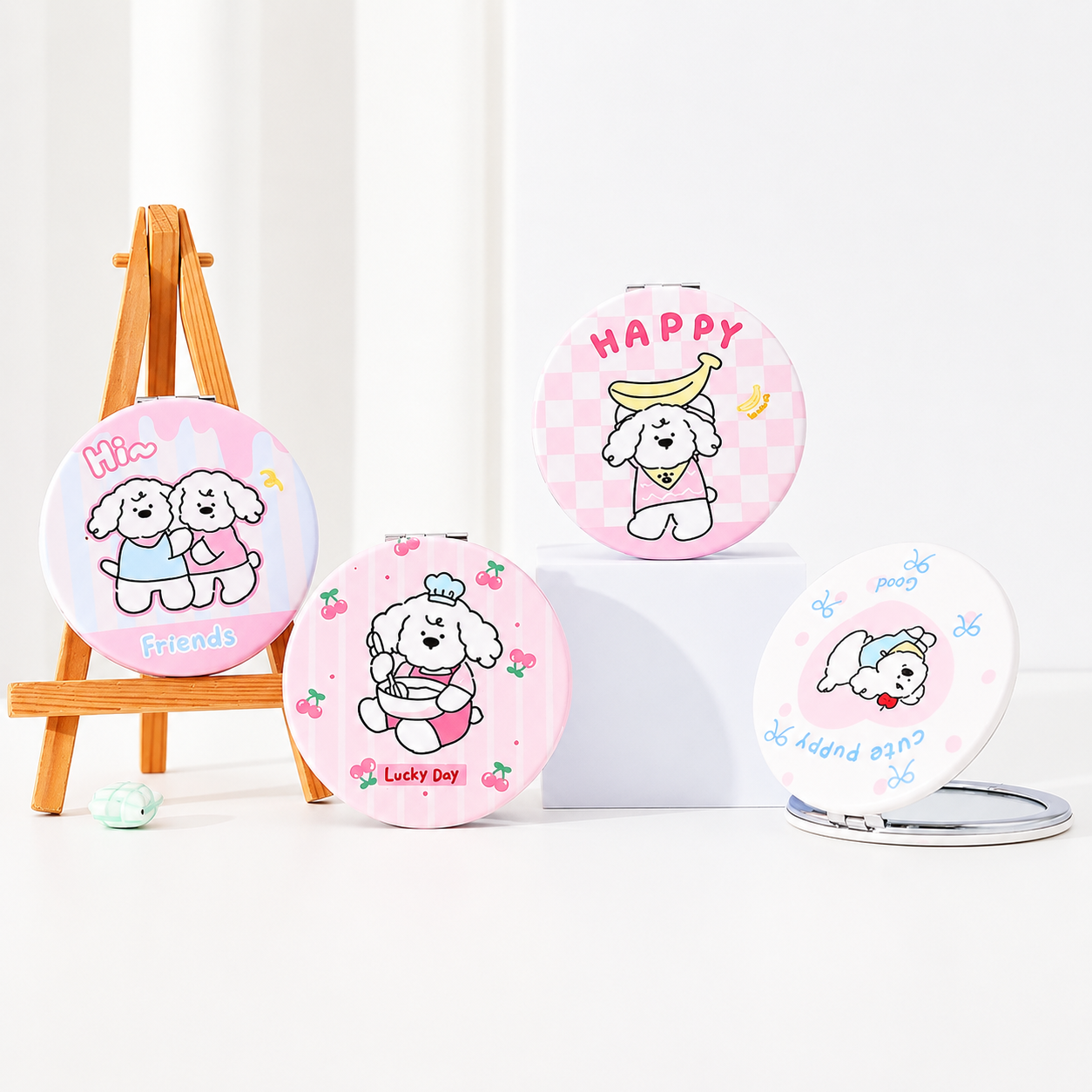 Puppy Round Pocket Mirror