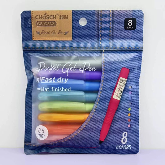 Denim Pocket Gel Pen Set (8 Colors)