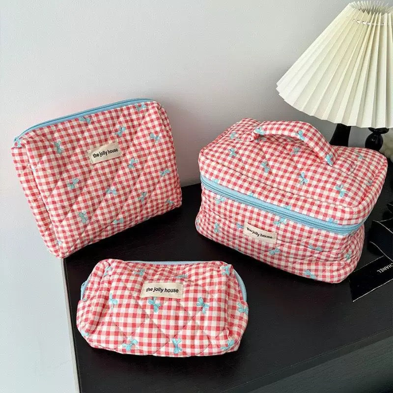 Gingham Makeup Organizer