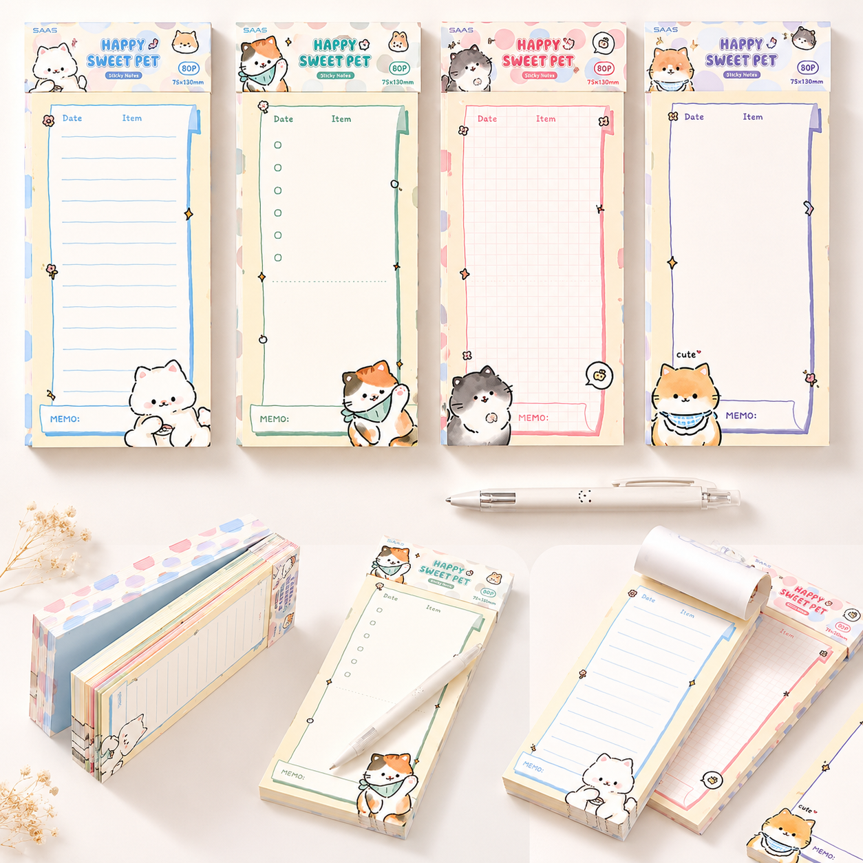 Happy Kitty Memo Pad