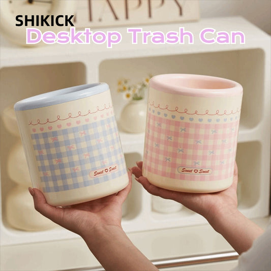 Gingham Trash Can