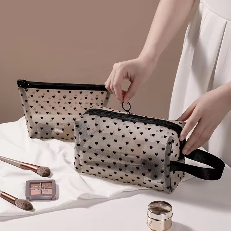 Heart Mesh Cosmetic Bag