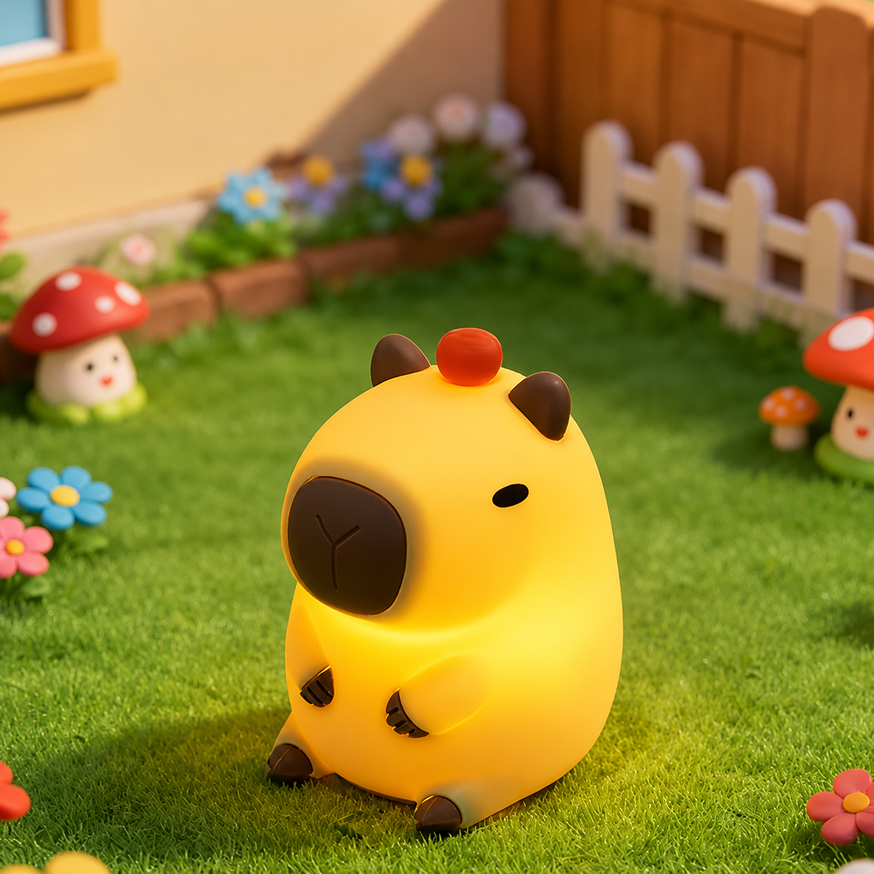Capybara With Orange Silicone Lamp