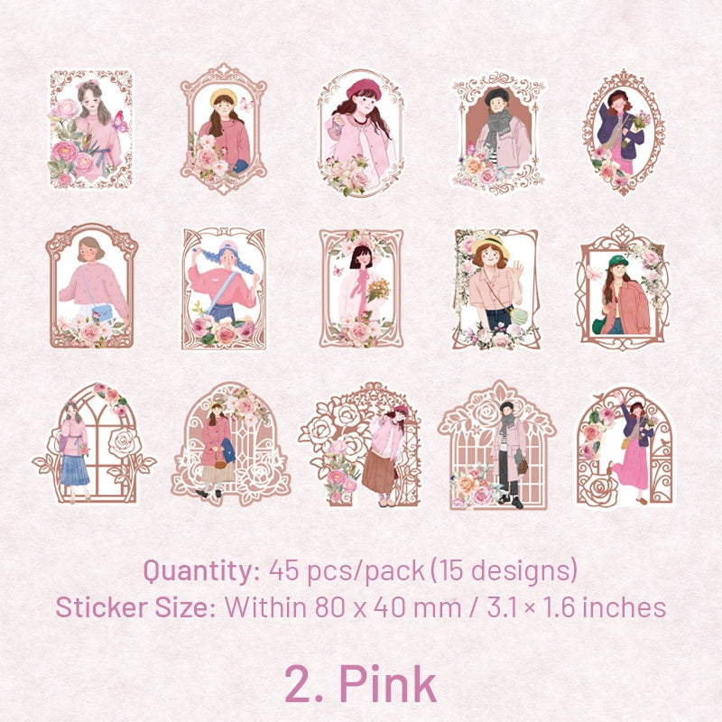 Girl in Mirror Frame Washi Stickers
