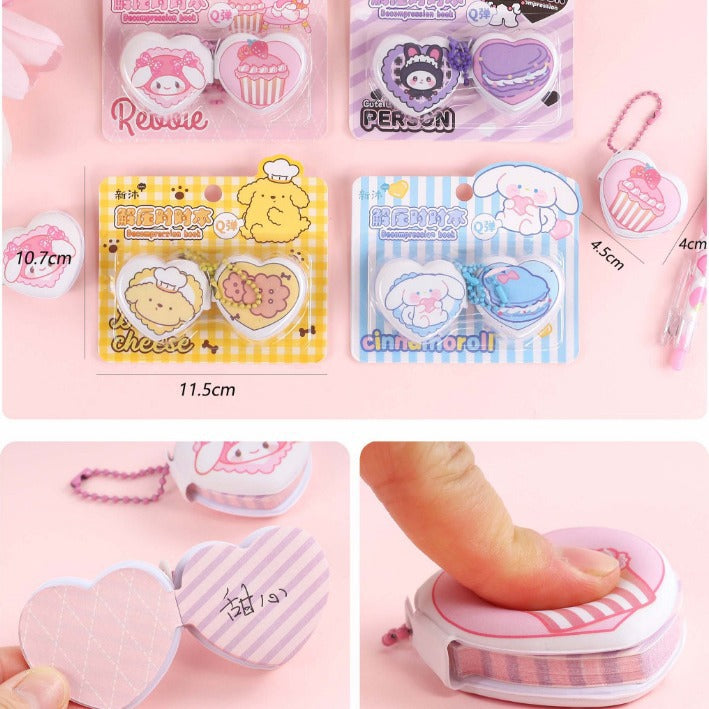 Mini 2pcs Set Keychain Puffy Diary