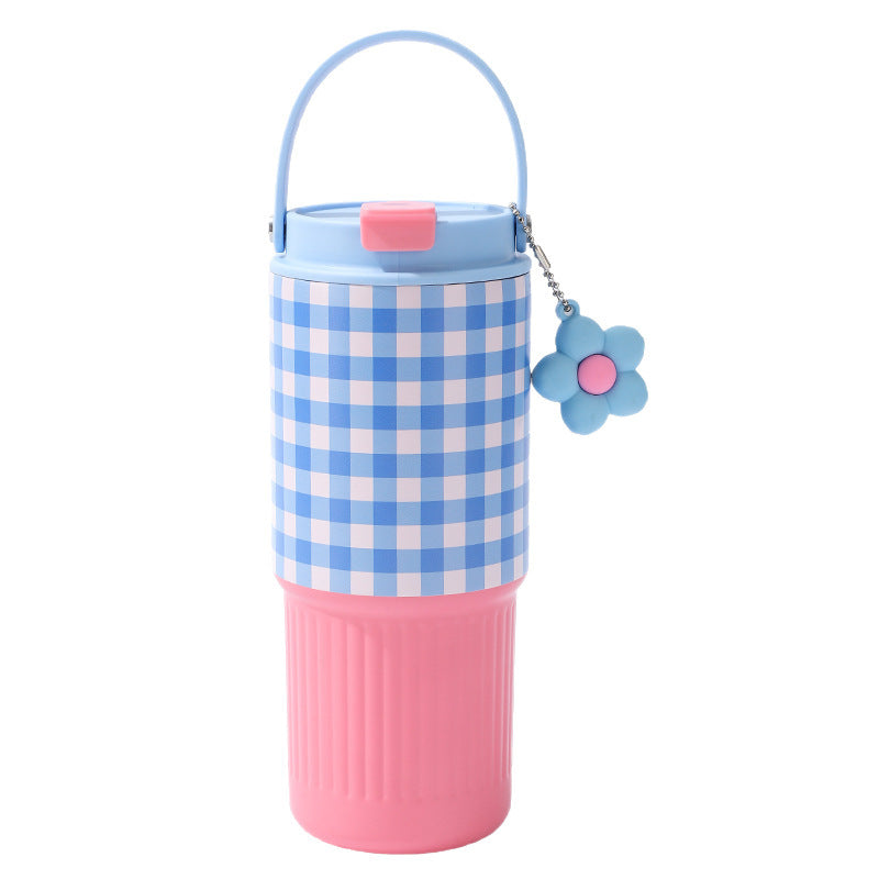 Gingham Floral Charm Tumbler