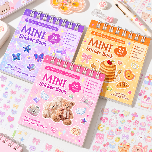 Kawaii Mini Deco Sticker Book 3 Pcs w Tweezer
