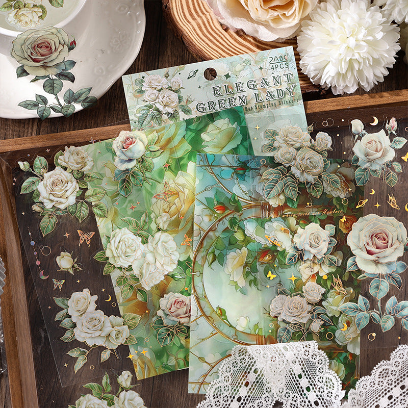 Korean Flower Journal Sticker (4 Sheet)