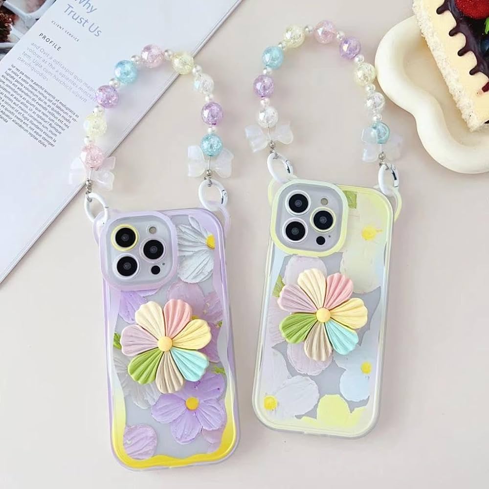 Floral Iphone Case With Charm and Phone Holder