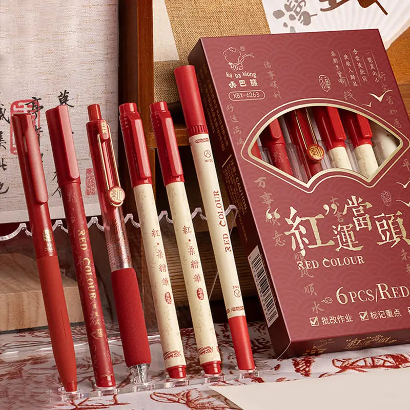 Kawaii Red Ink Pen Set