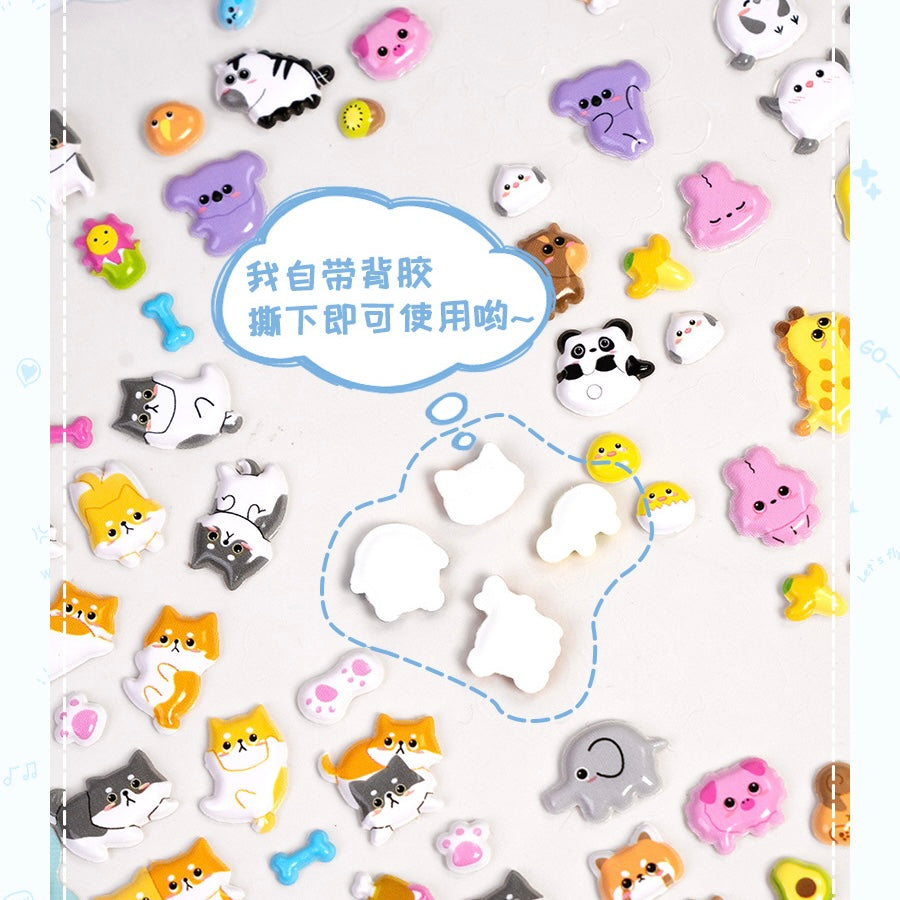 Kawaii Animal Puffy Sticker Set