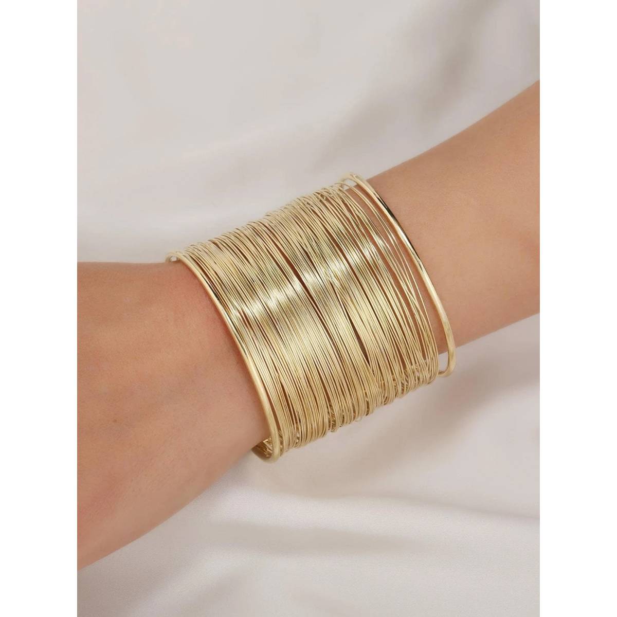 Gold Plated Party Statement Mesh Design Silver Korean Cuff Bracelet