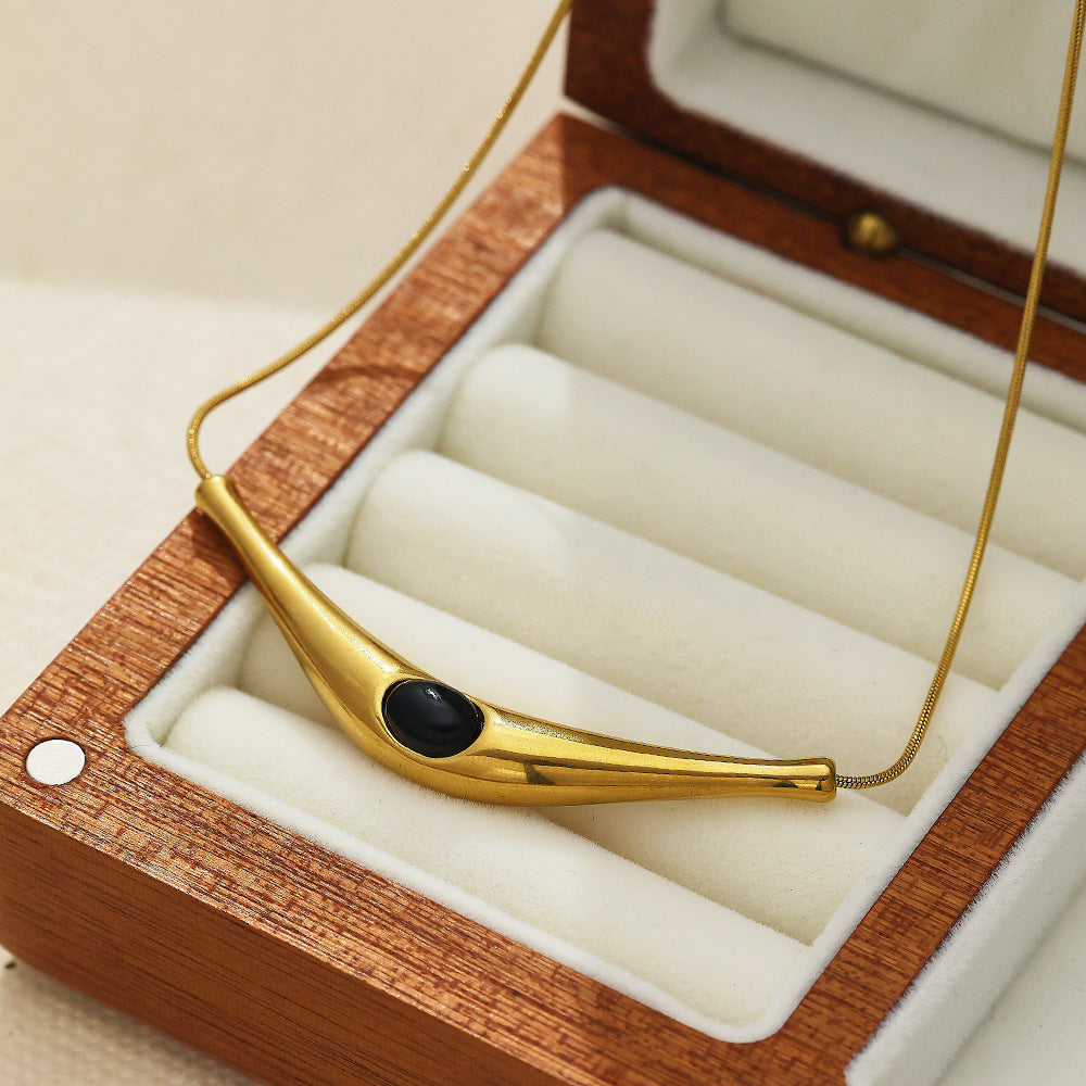 Retro Enamel Stone Anti Tarnish Necklace