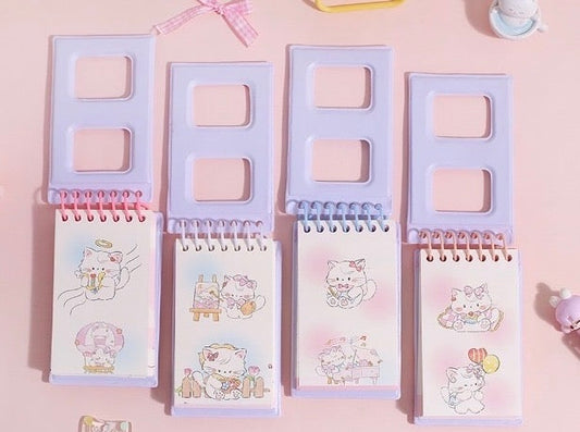 Cream Cat Spiral Mini Diary