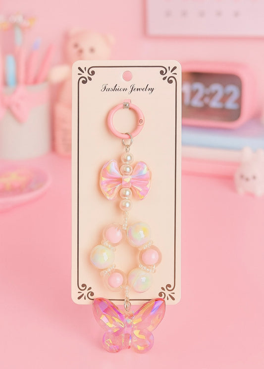 Butterfly With Bow Mobile Keychain