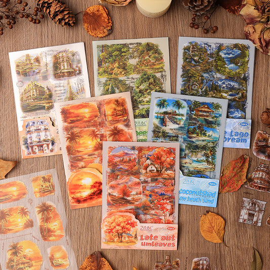 Beautiful Tour Line Journal Stickers (6Sheet Set)
