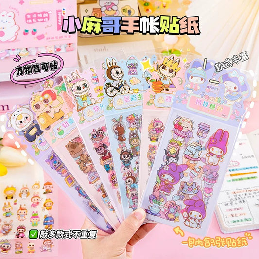 Capybara and Labubu Deco Stickers 3pcs Pack