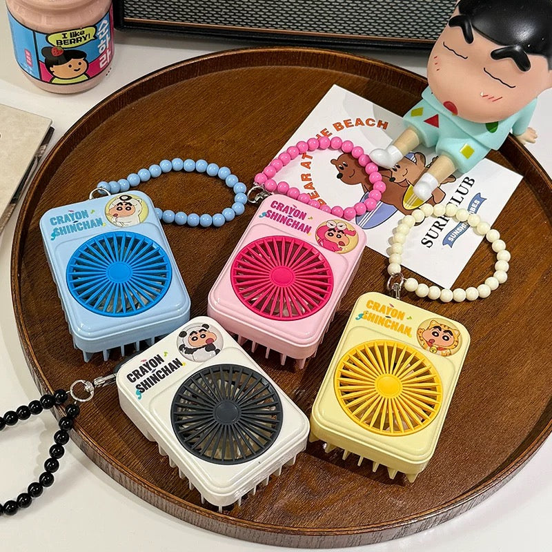 Shinchan Mini Hand Fans With Keychain
