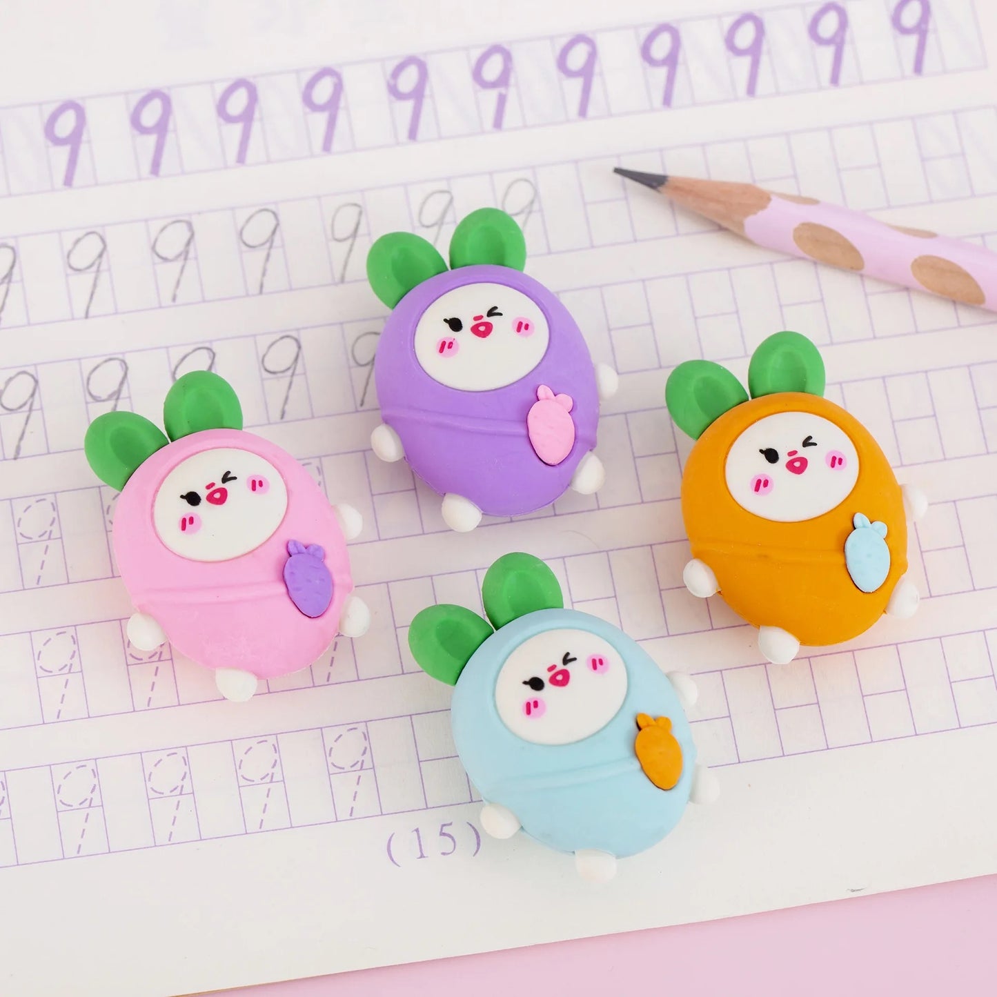 Carrot Eraser 5pcs Set