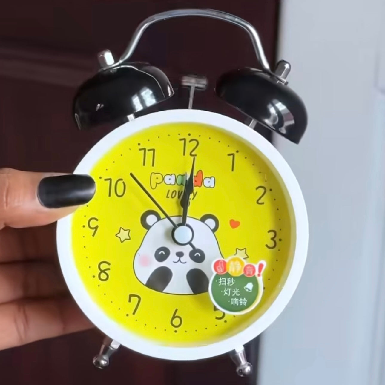 Panda Metal Mini Alarm Clock
