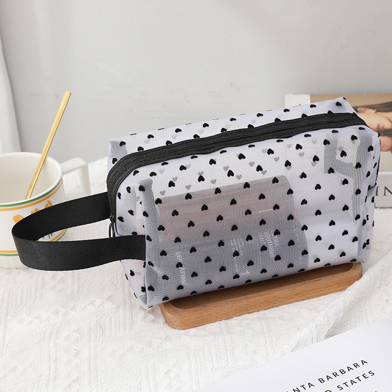 Heart Mesh Cosmetic Bag