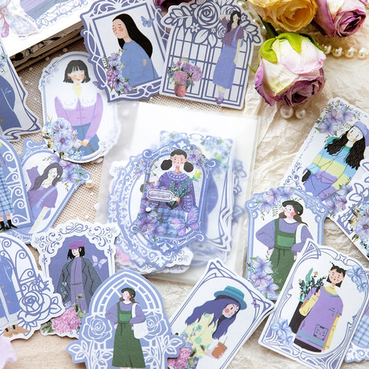 Girl in Mirror Frame Washi Stickers