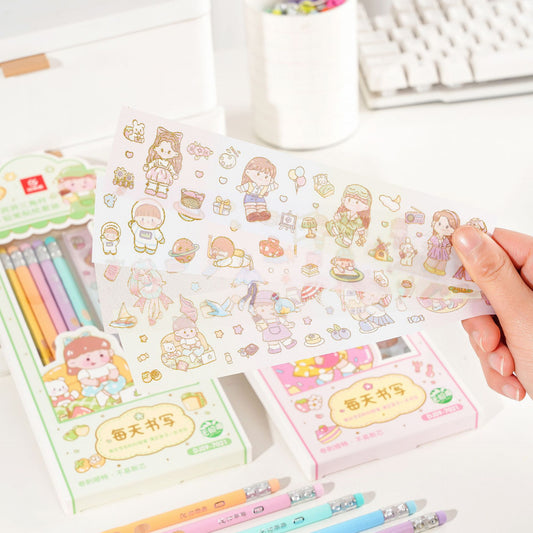 Kawaii Pencil With Sticker Set