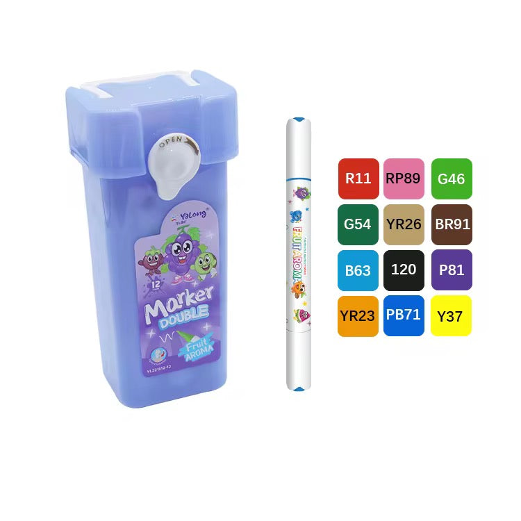 Dual Tip Marker Pen Set 12 Pcs