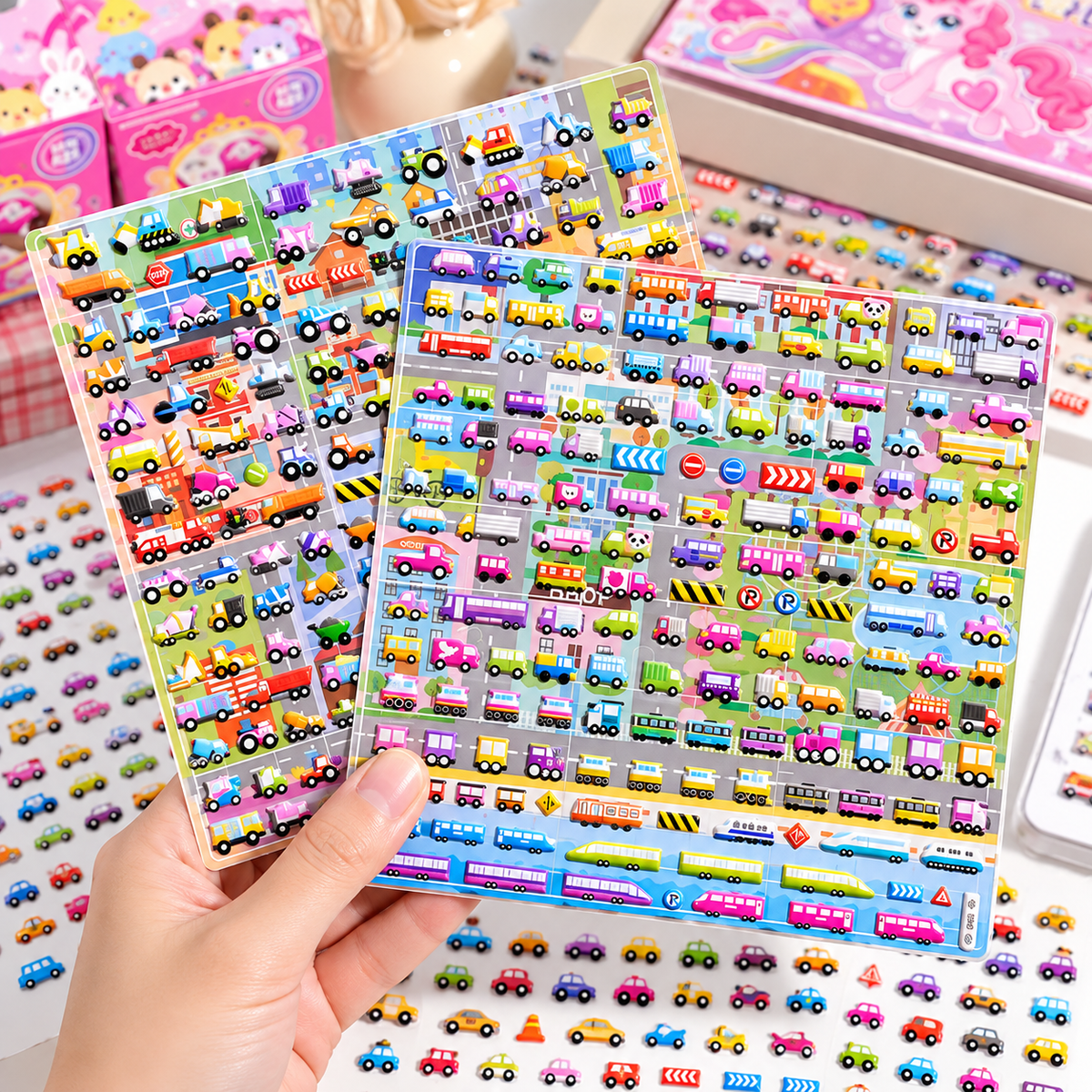 Kawaii Vehicle Puffy Sticker Set