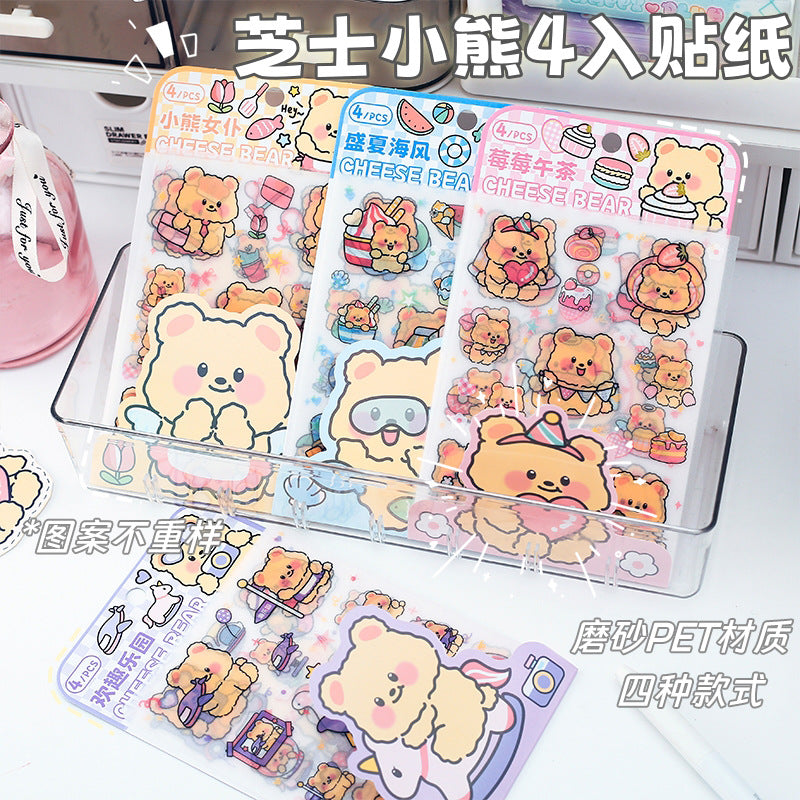 Cheesy Bear Pet Matte Sticker Set 4 PCs